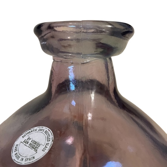 Handmade San Miguel 100% Recycled Bubble Pink Glass Vase Spain 9” High - Picture 5 of 8